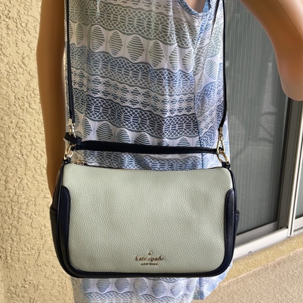 Kate Spade Pebbled Leather Crossbody Bag Light Pistachio Multi - Picture 12 of 16